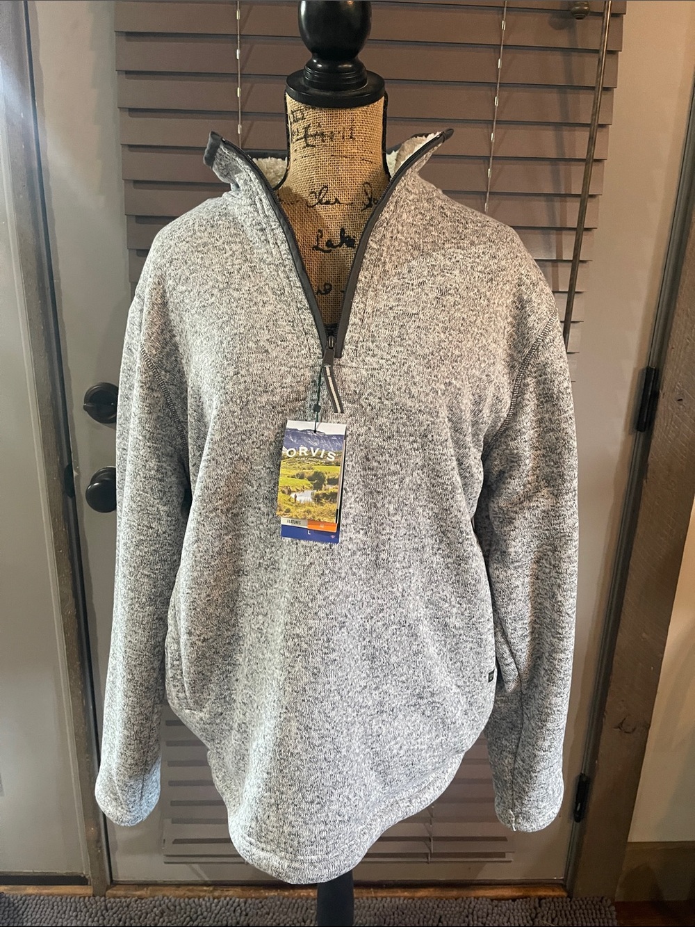 Orvis Men’s Heather Gray Zip-Neck Sweater